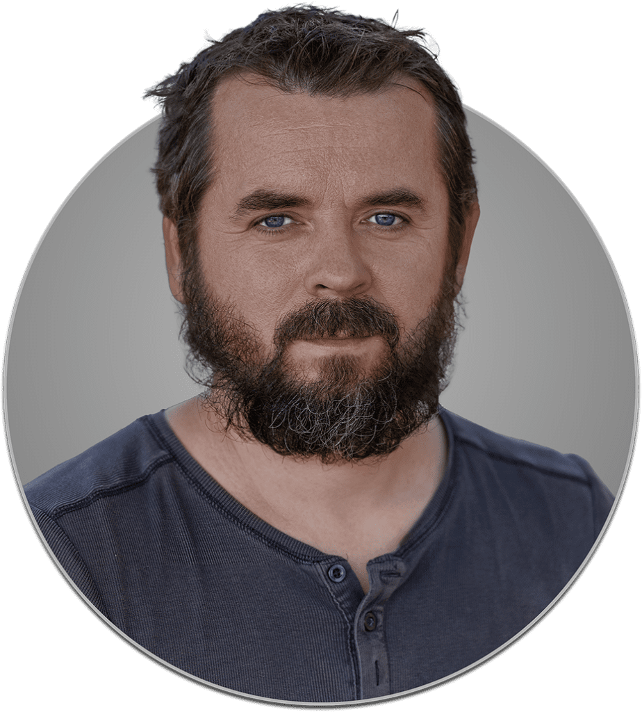 Formal photo of a man in a circle with a transparent background