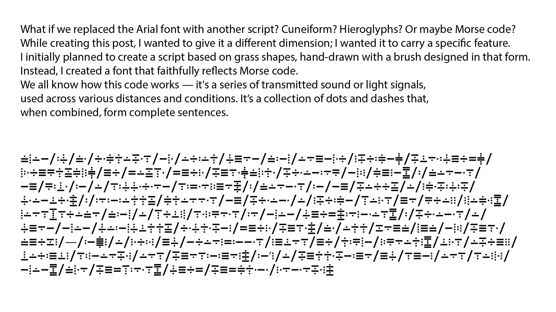 Text written in English translated in Morse code