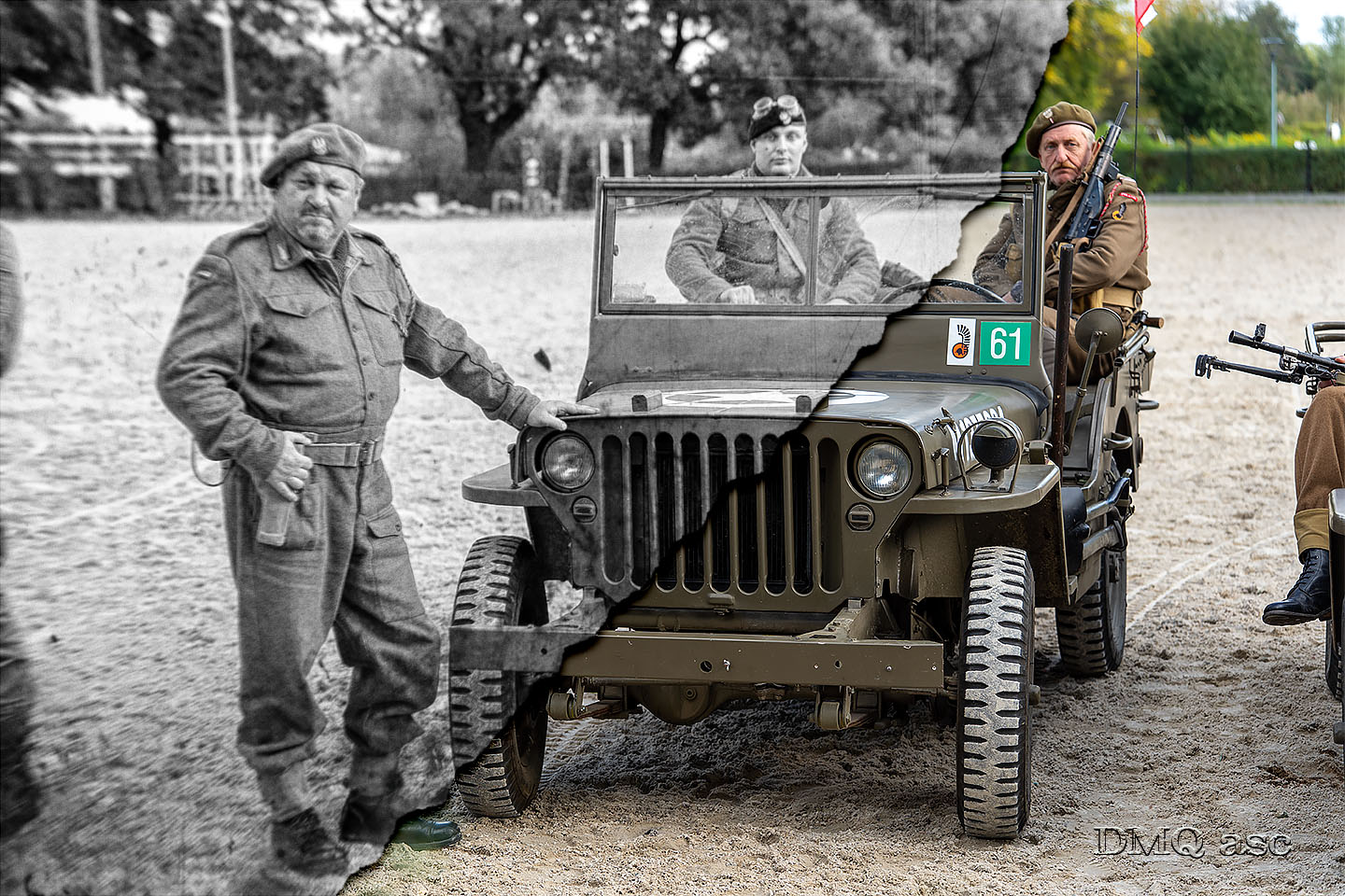 a colored and aged photo of a military reenactment group