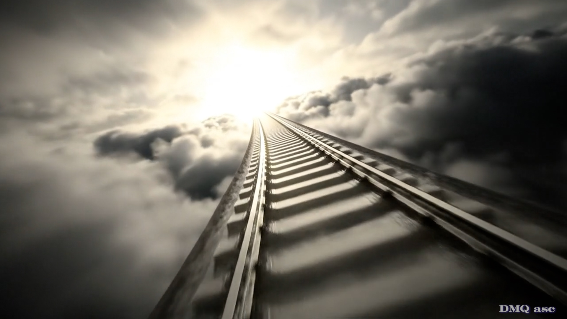 Tracks in the clouds, AI generated image